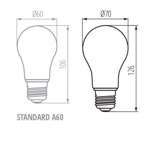 Lempa XLED 18W E27 2700K A70 320° 2450lm skaidri Kanlux