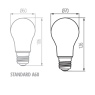 Lempa XLED 18W E27 2700K A70 320° 2450lm skaidri Kanlux