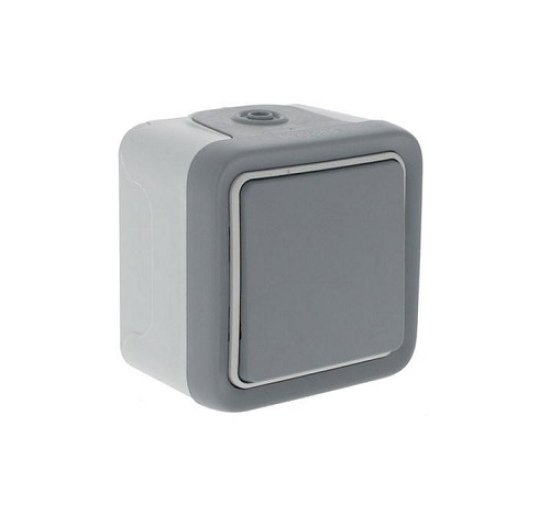 Perjungiklis 1kl. v/t 10A IP55 Plexo Legrand, pilkas