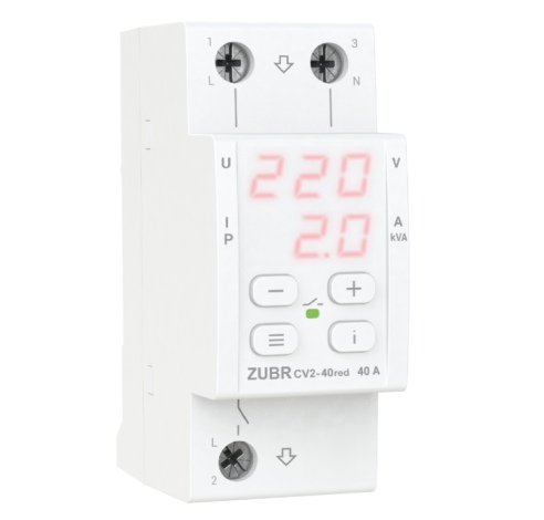 Įtampos kontrolės relė su srovės valdymu ZUBR CV2-40 red
