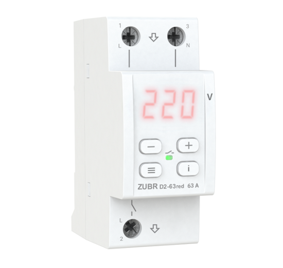 Įtampos kontrolės relė ZUBR D2-63 red