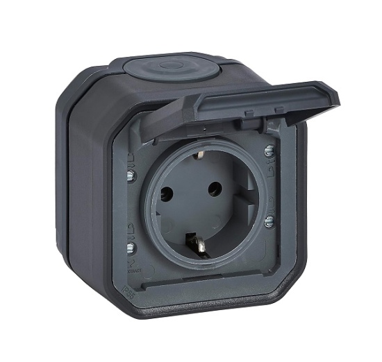 Kištukinis lizdas v/t 16A IP55 Plexo Legrand, juodas
