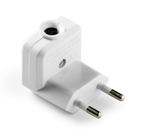 Kištukas be įžeminimo, kampinis 10A/250V 1003