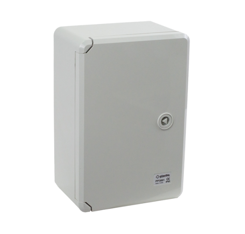 Skydas plastikinis 300x200x130 su MP IP65 pilkos durelės