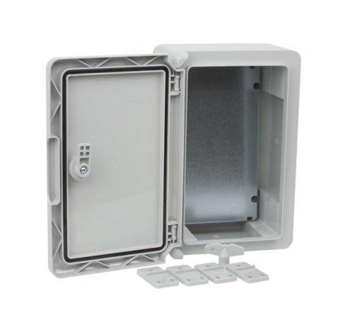 Skydas plastikinis 300x200x130 su MP IP65 pilkos durelės