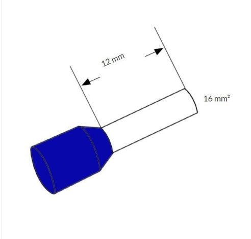 Antgalis gilzė APF 16mm²/12 izoliuotas mėlynas