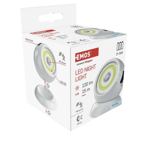 LED naktinė lemputė su judesio davikliu 3xAAA