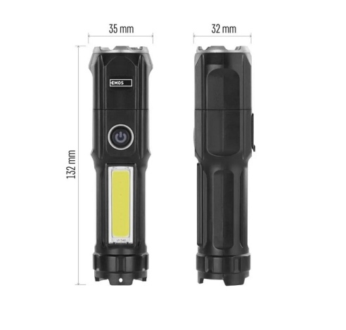 Įkraunamas žibintuvėlis LED P3214, 150lm, 1200mAh