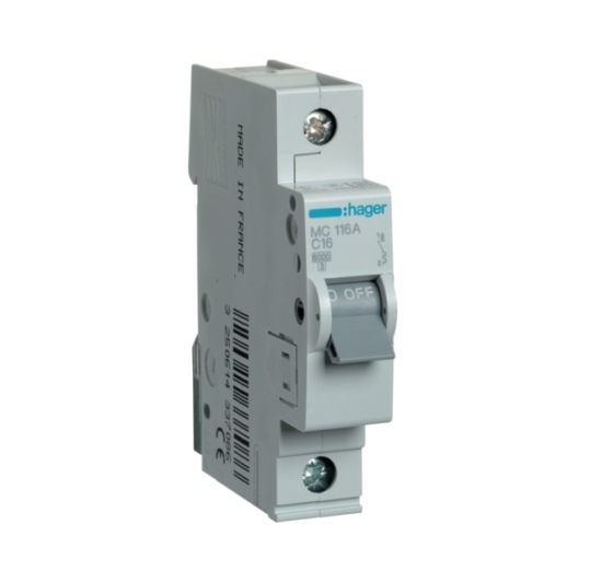 Automatinis jungiklis MC116A 1P C 16A Hager