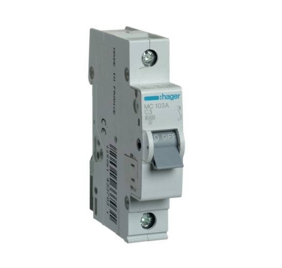 Automatinis jungiklis MC103A 1P C 3A Hager