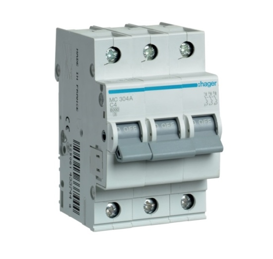 Automatinis jungiklis MC304A 3P C 4A Hager