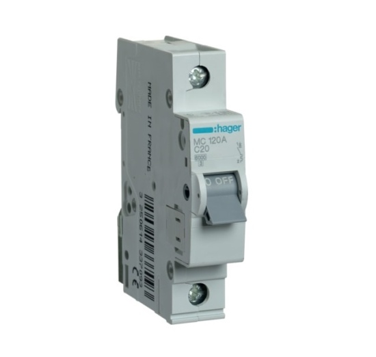 Automatinis jungiklis MC120A 1P C 20A Hager