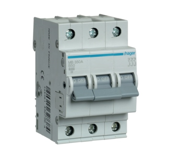 Automatinis jungiklis MB350A 3P B 50A Hager