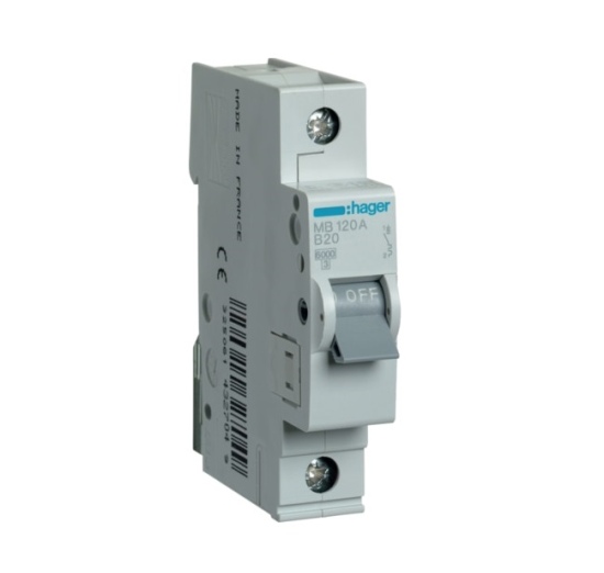Automatinis jungiklis MB120A 1P B 20A Hager
