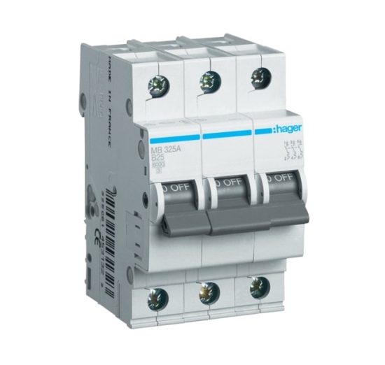 Automatinis jungiklis MB325A 3P B 25A Hager