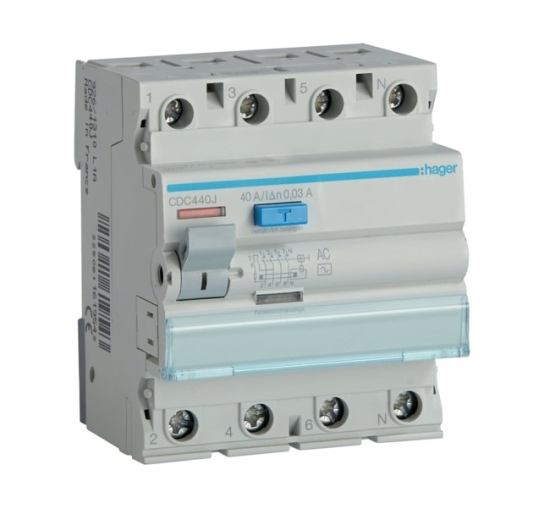 Srovės nuotekio apsauga CDC440J 4P 40A 30mA Hager