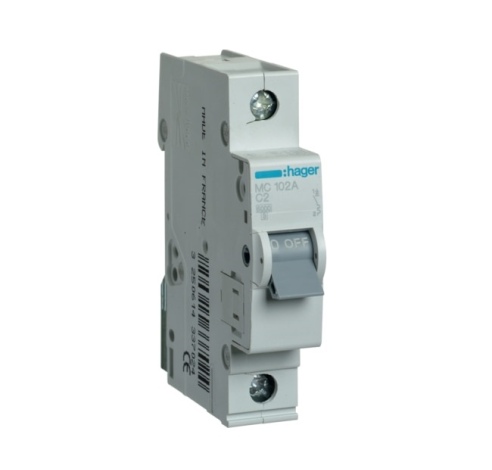 Automatinis jungiklis MC102A 1P C 2A Hager