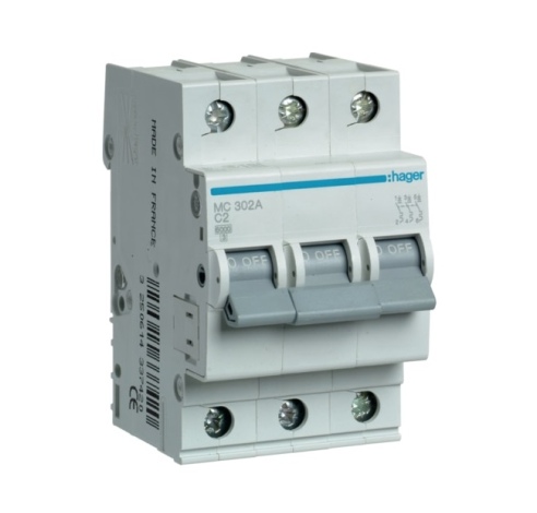 Automatinis jungiklis MC302A 3P C 2A Hager