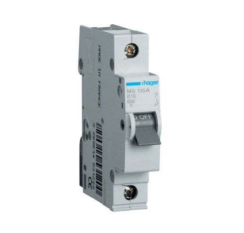 Automatinis jungiklis MB116A 1P B 16A Hager