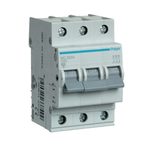 Automatinis jungiklis MC320A 3P C 20A Hager