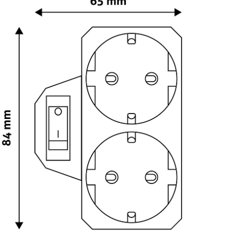 Šakotuvas su įž. 2 lizdų 16A su jungikliu