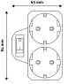 Šakotuvas su įž. 2 lizdų 16A su jungikliu