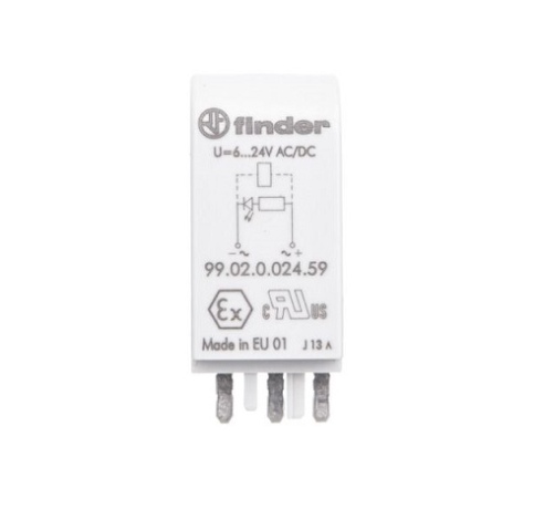 LED modulis 99.02.0.024.59 6..24VAC/DC, žalias, lizdui 95.05 Finder