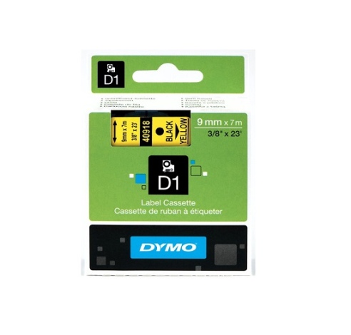 Dymo juostelė D1   9mm x 7m juoda/geltona 40918