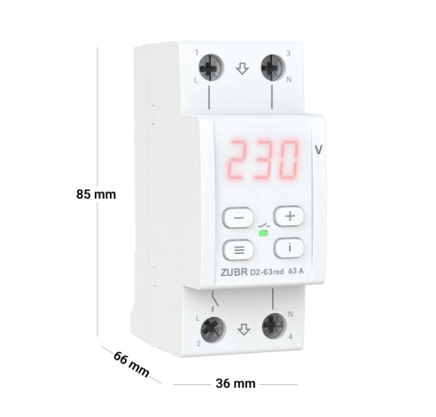 Įtampos kontrolės relė ZUBR D2-63 red